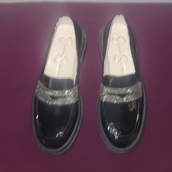 Jessica Simpson Everlyn Patent Rhinestone Platform Loafer 6.5 Punk Whimsigoth - Picture 3 of 9